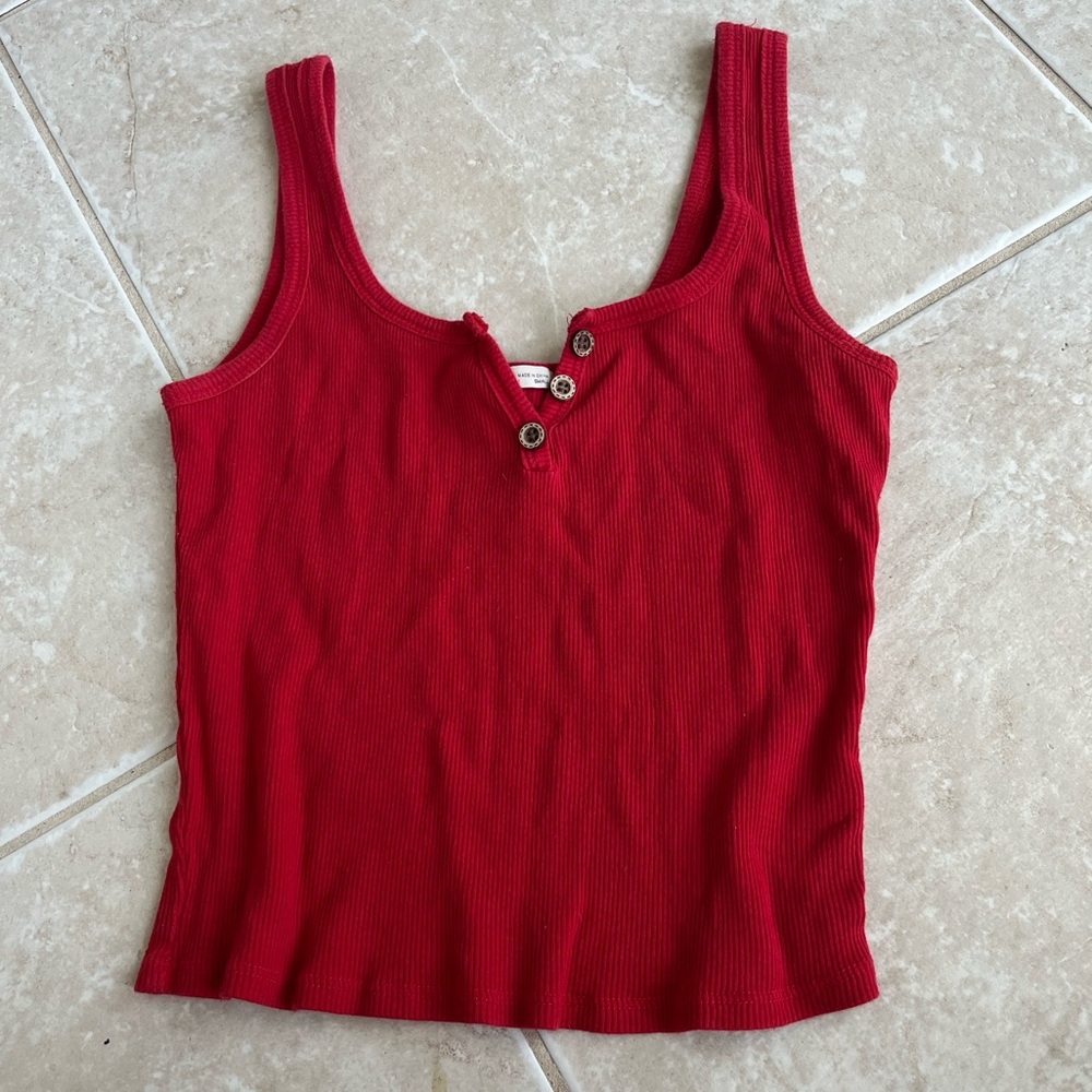 Active USA 💌 Red ribbed tank top